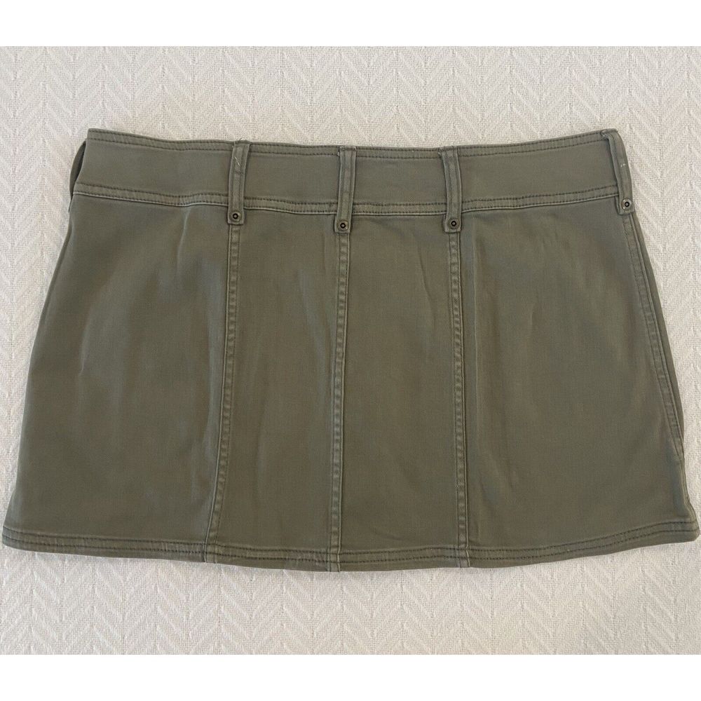 FREE PEOPLE Sz 12 Too Cool Military Skirt Army Green Full Zip Stretch EUC - Picture 3 of 10